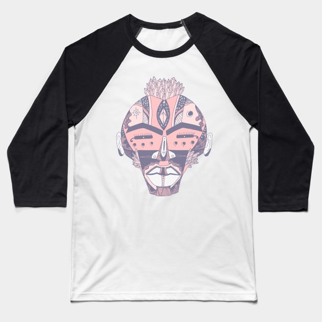 Npink African Mask 4 Baseball T-Shirt by kenallouis